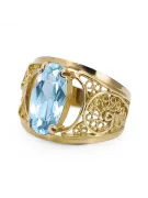 Aquamarin 14 Karat Gelbgold Ring Vintage Handwerk vrc057y